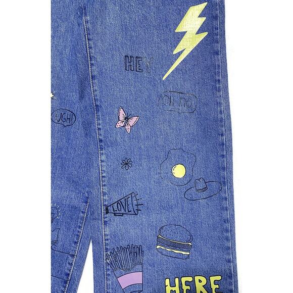 Wild Fable Jeans Women's Size 0 I Need Space Graphics Distressed Bottom New wTag - Picture 6 of 13